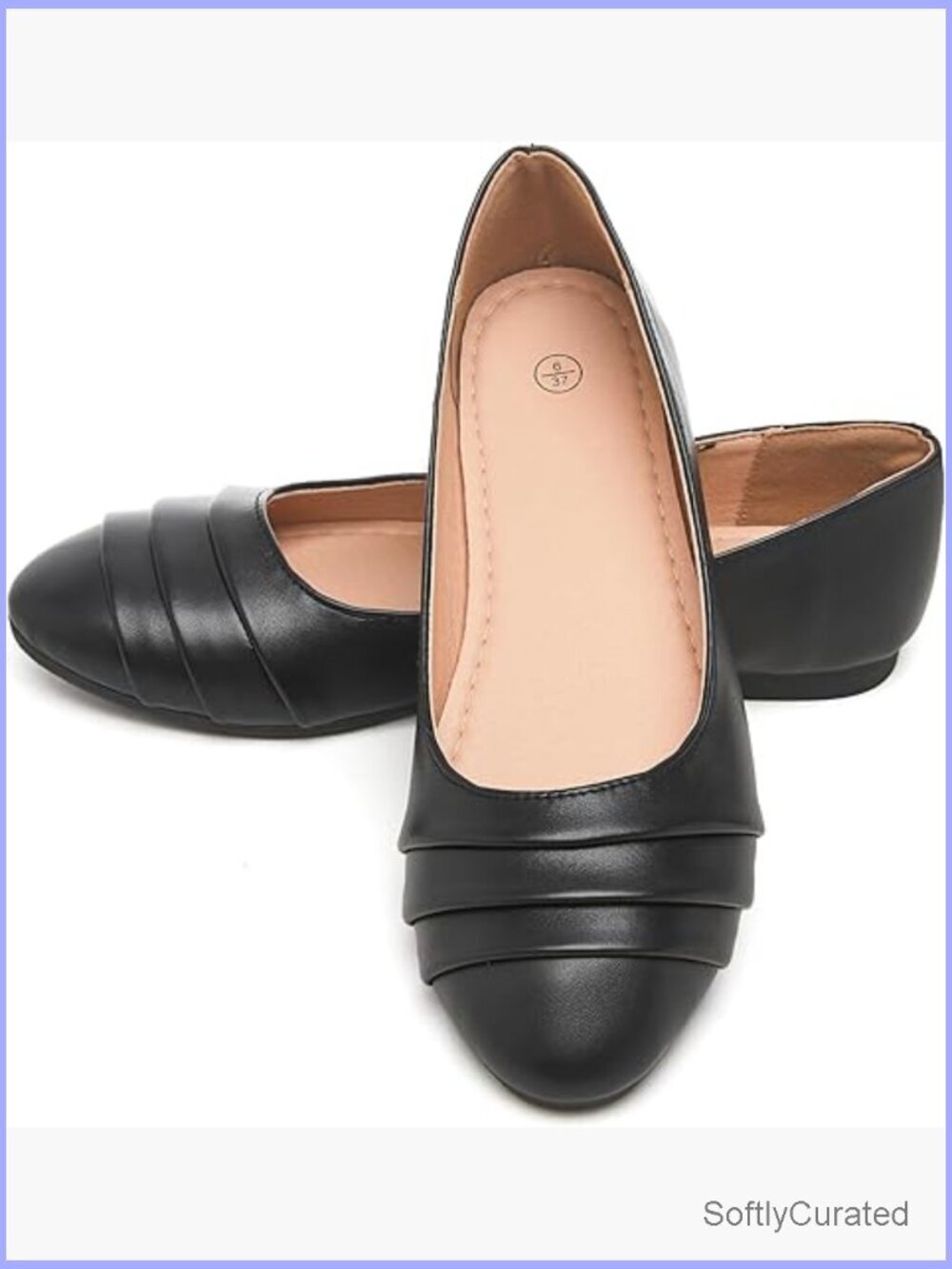 Round Toe Slip On Ballet Flats PU Leather Dressy Work Casual Shoes
